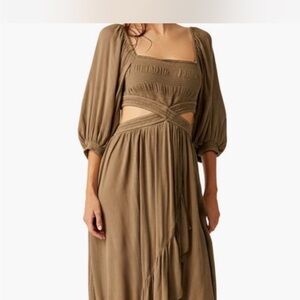 Free people cross my heart maxi in olive stone